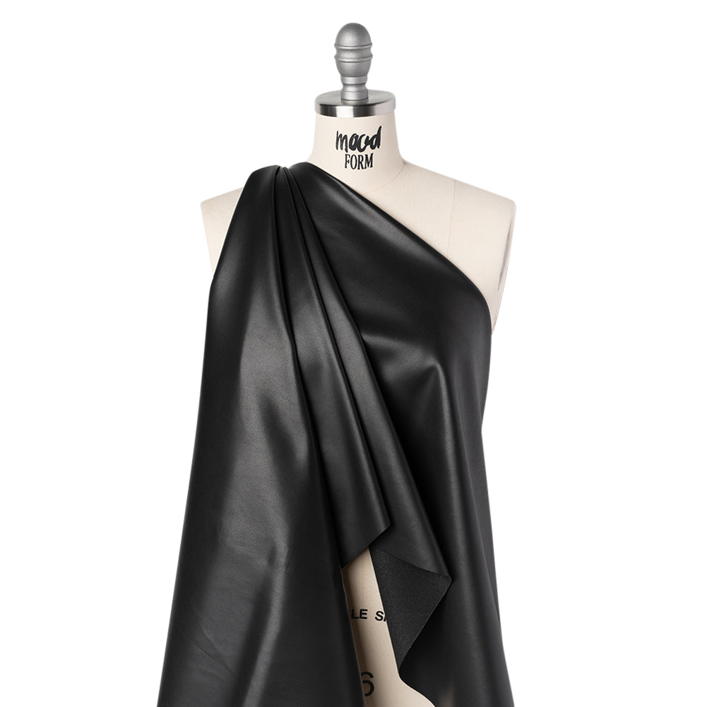Stretch Faux Leather with Suede-Like Brushed Backing - Pebble Black - Jodi Collection Folded Stretch Faux Leather with Suede-Like Brushed Backing - Pebble Black - Jodi Collection Folded