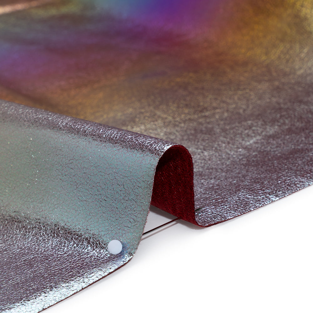 Crinkled Metallic Faux Leather - Silver, Yellow and Fuchsia Ombre - Adriana Collection - Full Crinkled Metallic Faux Leather - Silver, Yellow and Fuchsia Ombre - Adriana Collection - Full