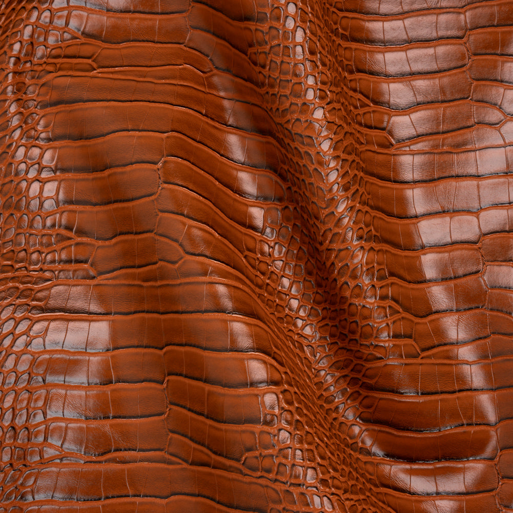 Crocodile Faux Leather Vinyl - Burnt Orange - Kristin Collection - Drape Crocodile Faux Leather Vinyl - Burnt Orange - Kristin Collection - Drape