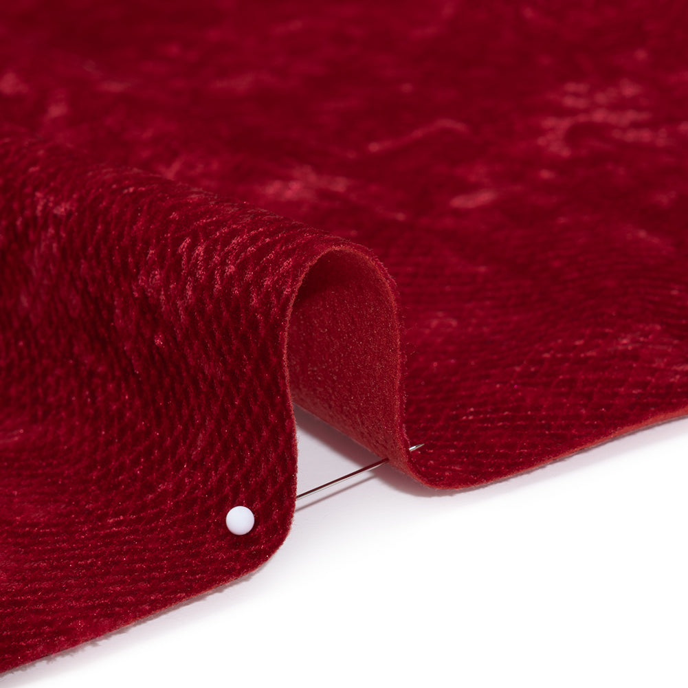 Snakeskin Embossed Polyester Crushed Velvet - Red - Mireia Collection Full Snakeskin Embossed Polyester Crushed Velvet - Red - Mireia Collection Full