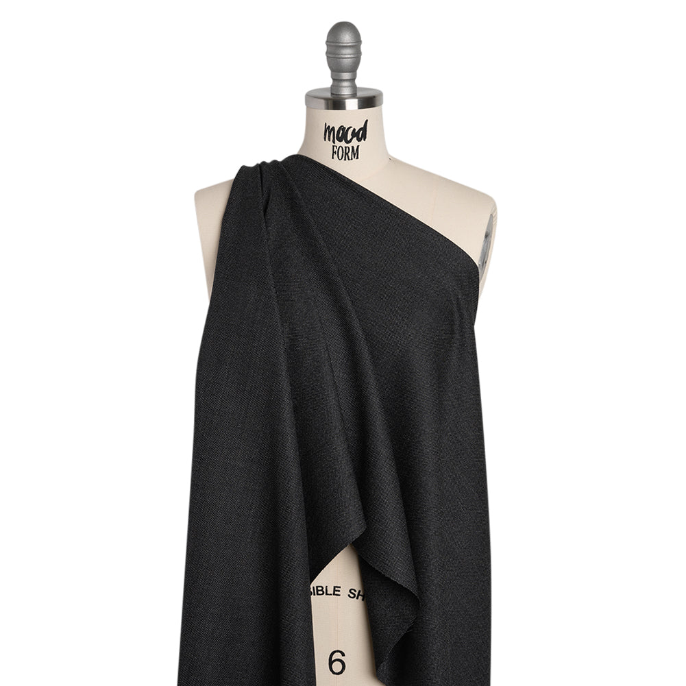 Super 120s Wool Dobby Suiting Made in Italy - Black and White Spots - Deadstock - Drape Super 120s Wool Dobby Suiting Made in Italy - Black and White Spots - Deadstock - Drape