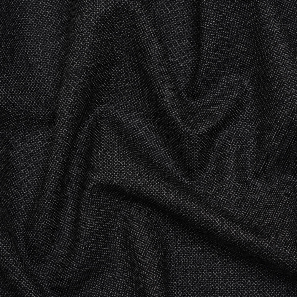 Super 120s Wool Dobby Suiting Made in Italy - Black and White Spots - Deadstock Super 120s Wool Dobby Suiting Made in Italy - Black and White Spots - Deadstock