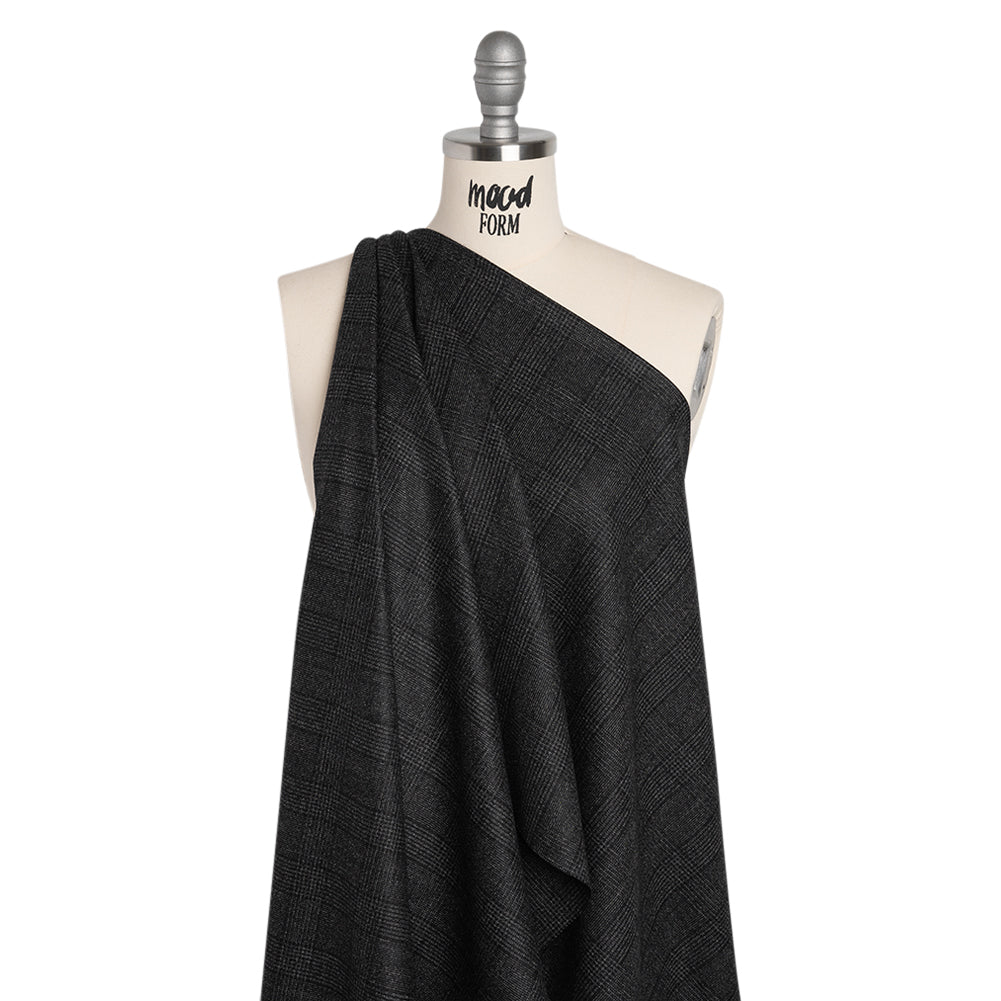 Super 110s Wool Twill Suiting Made in Italy - Black and White Glen Plaid - Deadstock - Drape Super 110s Wool Twill Suiting Made in Italy - Black and White Glen Plaid - Deadstock - Drape