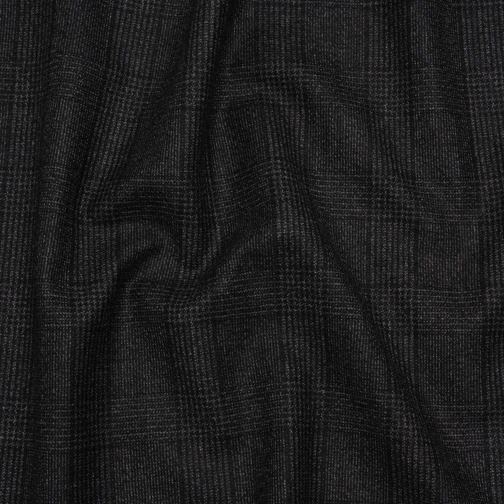 Super 110s Wool Twill Suiting Made in Italy - Black and White Glen Plaid - Deadstock Super 110s Wool Twill Suiting Made in Italy - Black and White Glen Plaid - Deadstock