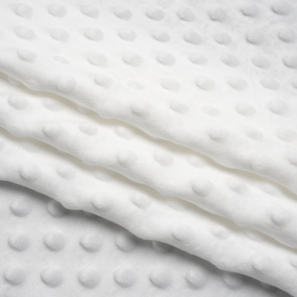 Dotted Minky - White Textured Polka Dots - Folded Dotted Minky - White Textured Polka Dots - Folded
