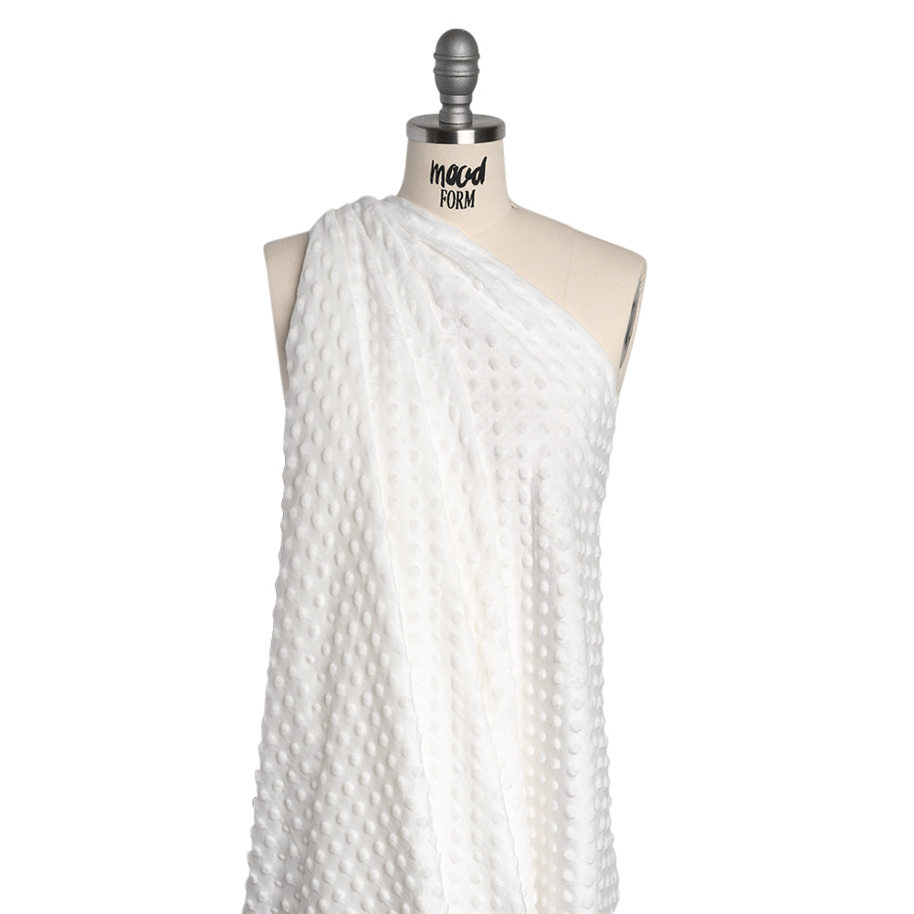 Dotted Minky - White Textured Polka Dots - Drape Dotted Minky - White Textured Polka Dots - Drape