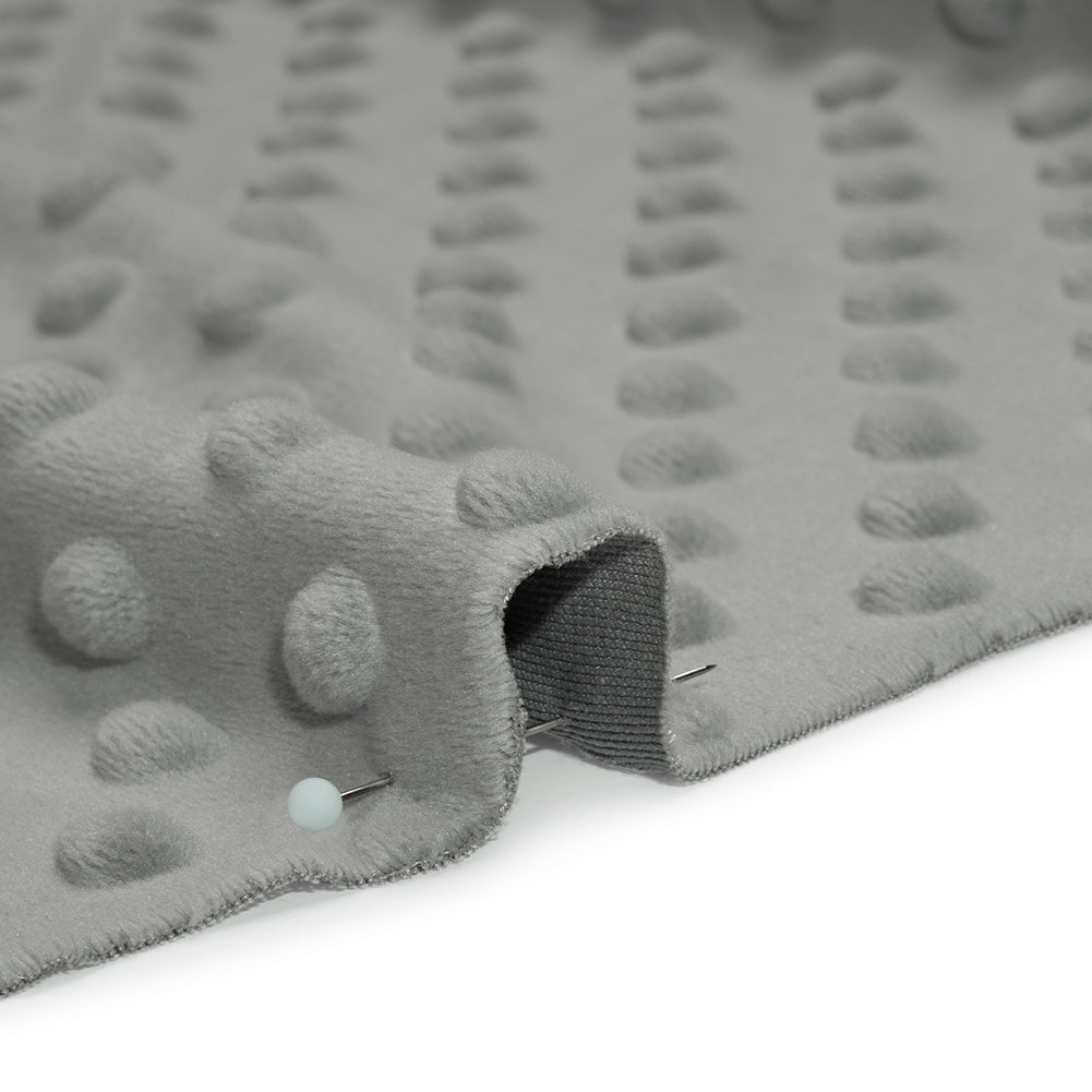 Dotted Minky - Silver Textured Polka Dots - Detail Dotted Minky - Silver Textured Polka Dots - Detail