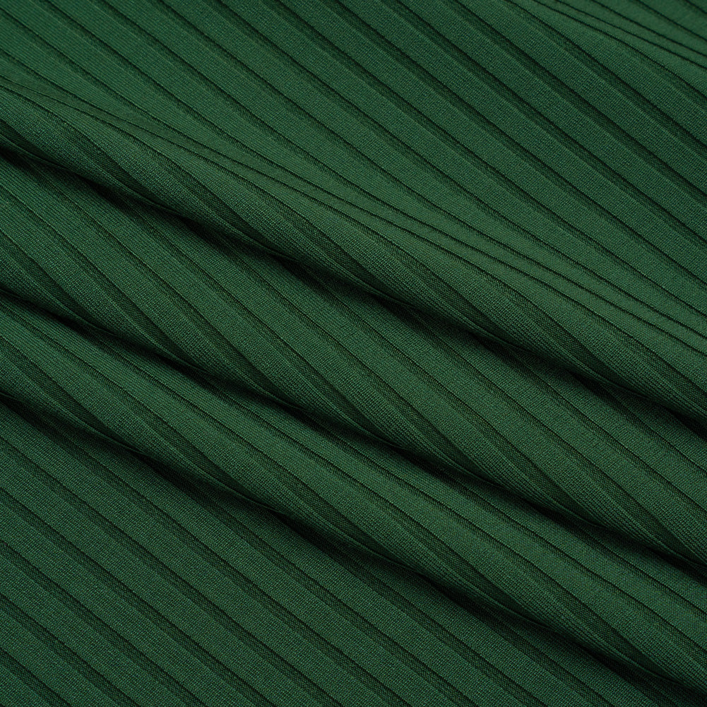 Stretch Nylon 8x4 Rib Knit - Forest Green - Designer Deadstock - Folded Stretch Nylon 8x4 Rib Knit - Forest Green - Designer Deadstock - Folded