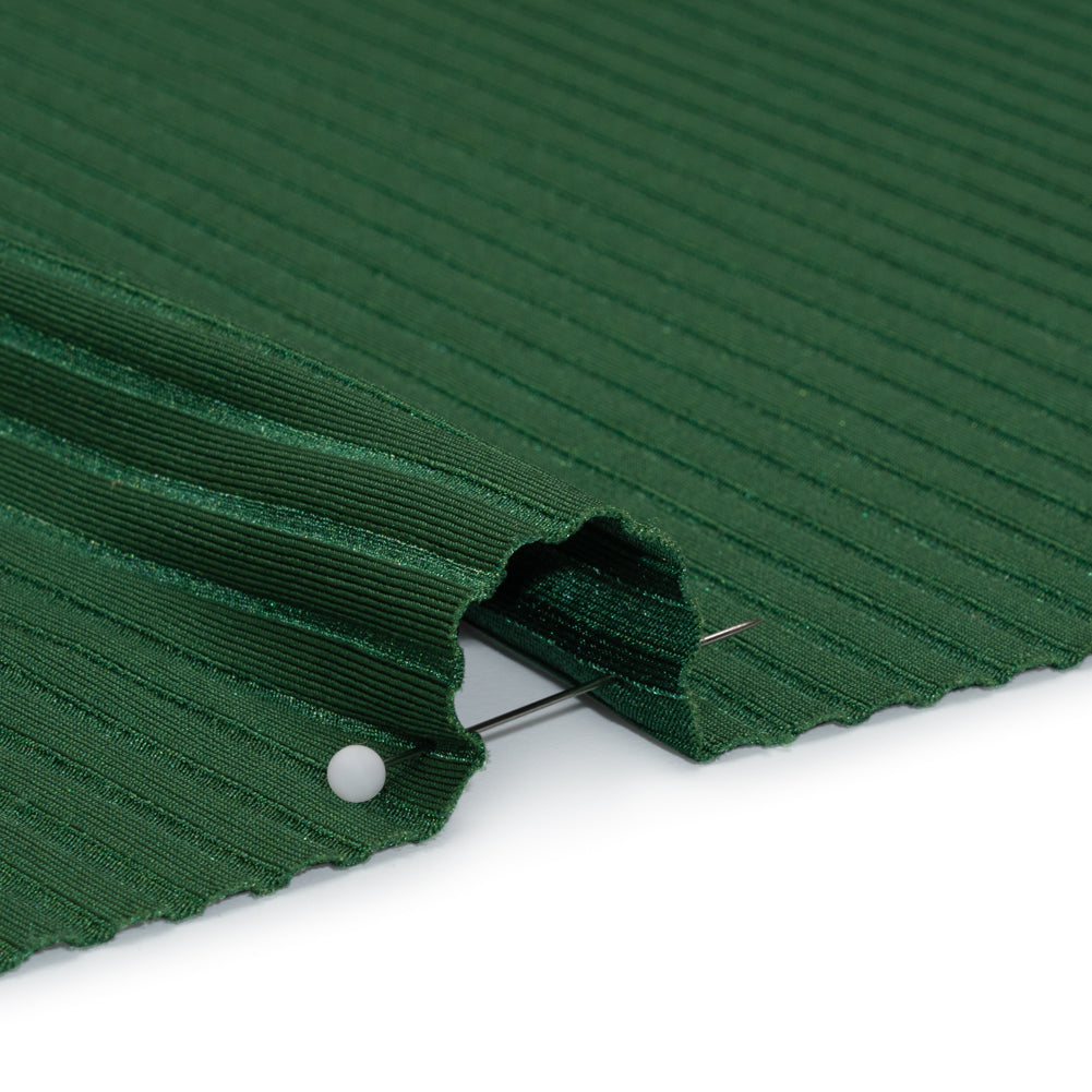 Stretch Nylon 8x4 Rib Knit - Forest Green - Designer Deadstock - Detail Stretch Nylon 8x4 Rib Knit - Forest Green - Designer Deadstock - Detail