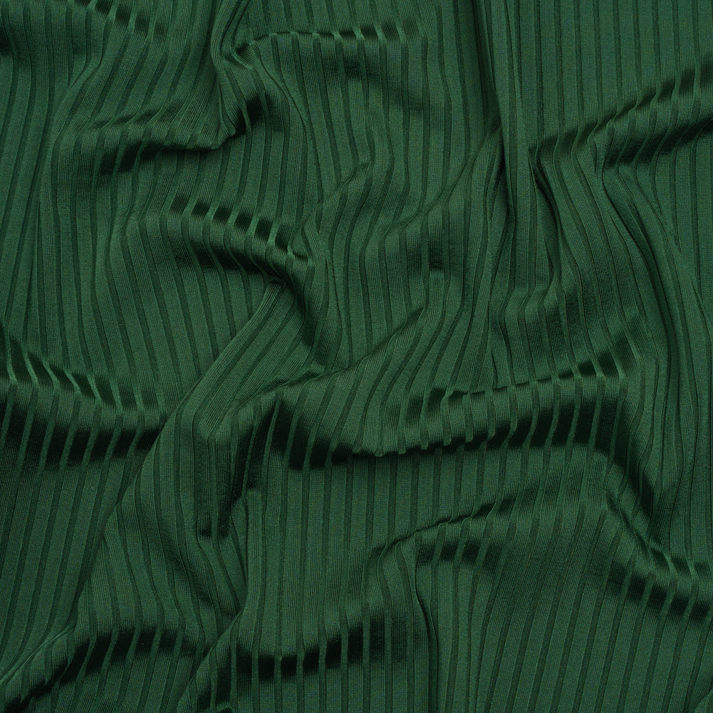 Stretch Nylon 8x4 Rib Knit - Forest Green - Designer Deadstock Stretch Nylon 8x4 Rib Knit - Forest Green - Designer Deadstock