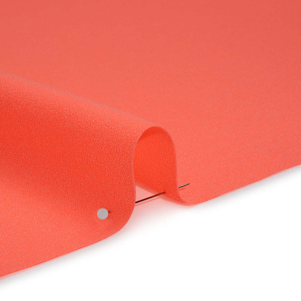 Stretch Polyester Crepe by Alex Perry - Neon Coral Pink - Designer Deadstock - Detail Stretch Polyester Crepe by Alex Perry - Neon Coral Pink - Designer Deadstock - Detail