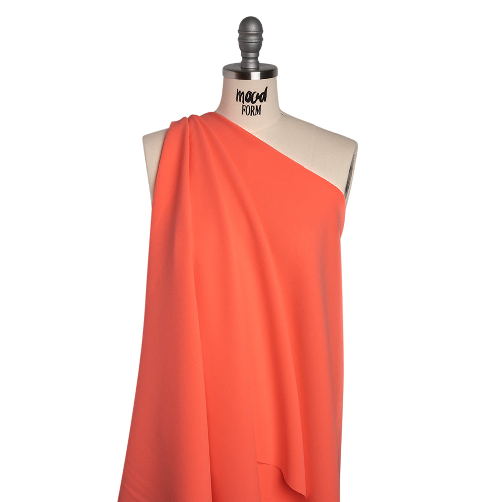 Stretch Polyester Crepe by Alex Perry - Neon Coral Pink - Designer Deadstock - Drape Stretch Polyester Crepe by Alex Perry - Neon Coral Pink - Designer Deadstock - Drape