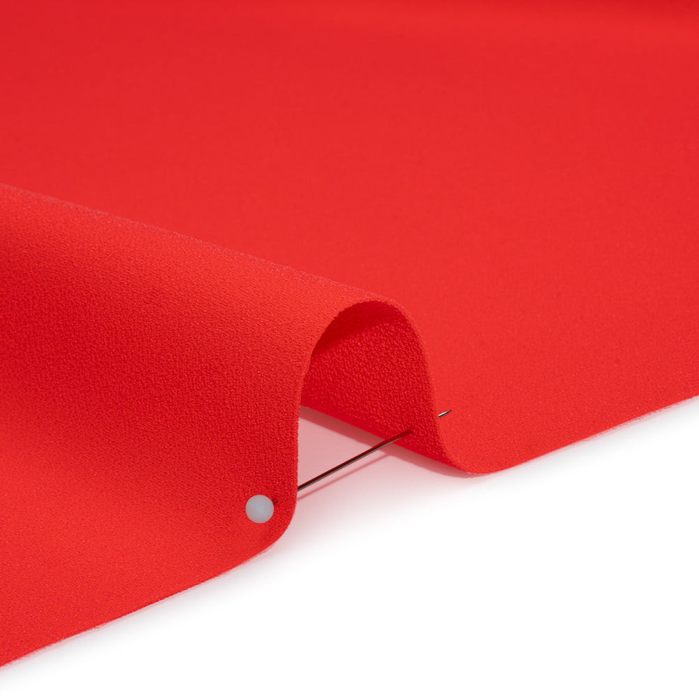 Stretch Polyester Crepe by Alex Perry - Strawberry Red - Designer Deadstock - Detail Stretch Polyester Crepe by Alex Perry - Strawberry Red - Designer Deadstock - Detail
