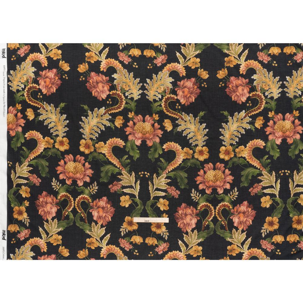 Cotton Crepe - Black, Dark Red and Golden Ochre Moody Florals - Mood Exclusive Rose Renaissance Print - Full - Image 5 of 6 Cotton Crepe - Black, Dark Red and Golden Ochre Moody Florals - Mood Exclusive Rose Renaissance Print - Full - Image 5 of 6