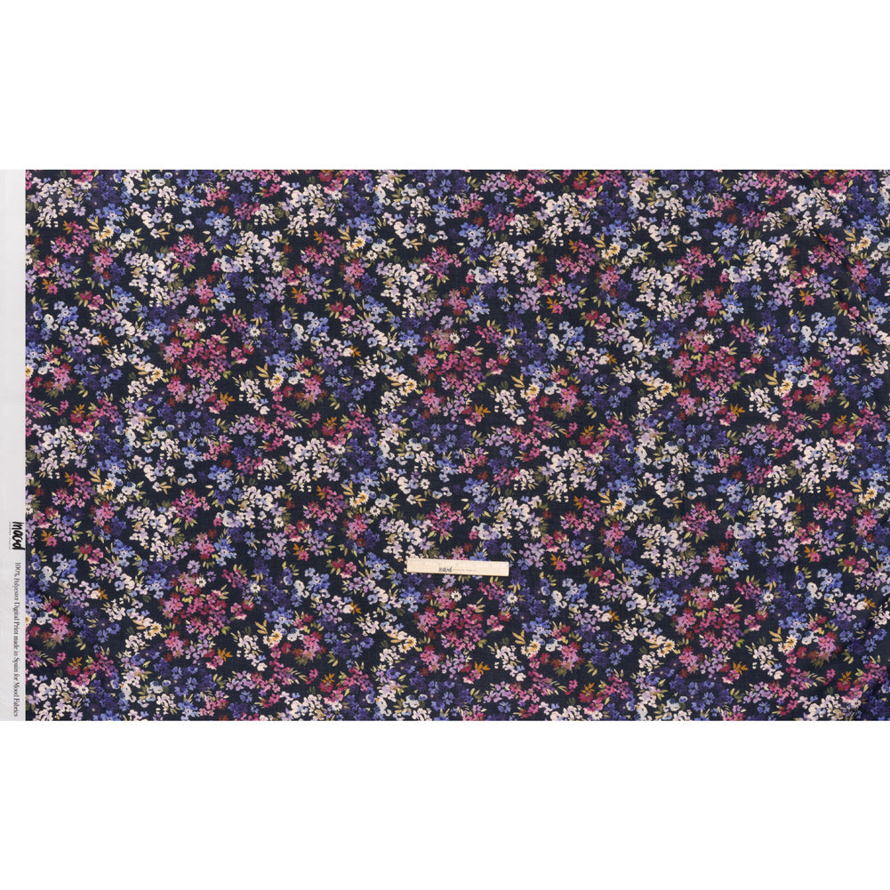 Cotton Crepe - Navy, Magenta and Indigo Little Watercolor Flowers - Mood Exclusive Sonnet for Summer Print - Full - Image 5 of 6 Cotton Crepe - Navy, Magenta and Indigo Little Watercolor Flowers - Mood Exclusive Sonnet for Summer Print - Full - Image 5 of 6