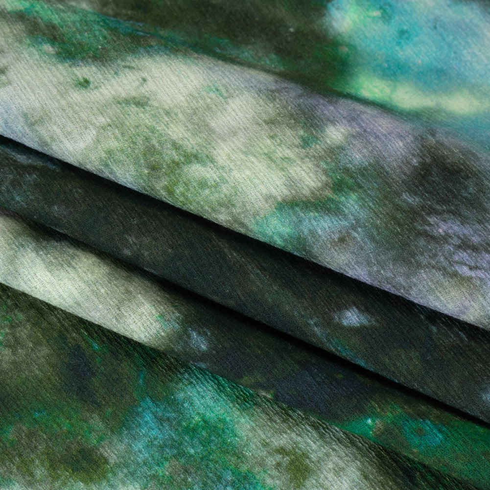 Slubbed Gauzy Cotton Woven - Blue, Green and Lavender Abstract Painting - Mood Exclusive Celestial Drift Print - Folded Slubbed Gauzy Cotton Woven - Blue, Green and Lavender Abstract Painting - Mood Exclusive Celestial Drift Print - Folded