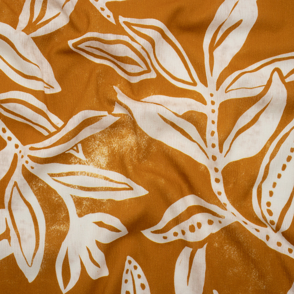 Slubbed Gauzy Cotton Woven - Orange Ochre and Cream Vines - Mood Exclusive Sandswept Tangle Print Slubbed Gauzy Cotton Woven - Orange Ochre and Cream Vines - Mood Exclusive Sandswept Tangle Print