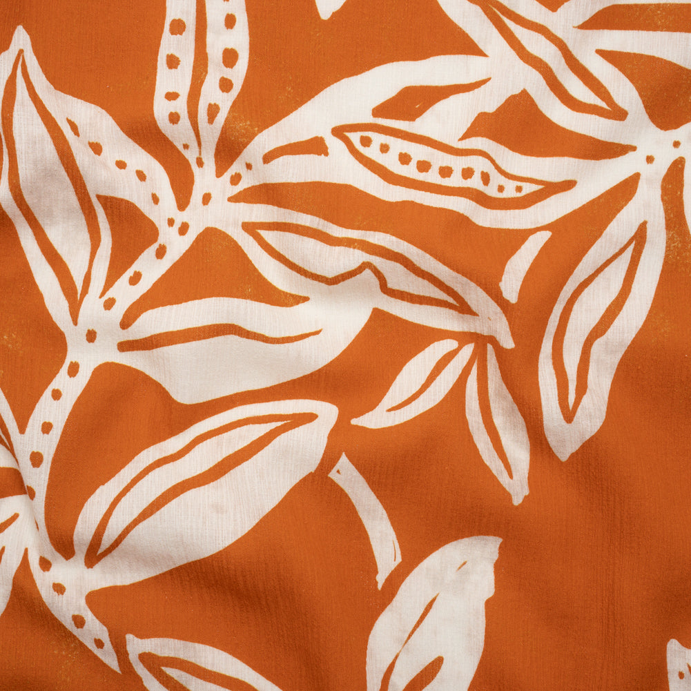 Slubbed Gauzy Cotton Woven - Pumpkin Orange and Cream Vines - Mood Exclusive Sandswept Tangle Print Slubbed Gauzy Cotton Woven - Pumpkin Orange and Cream Vines - Mood Exclusive Sandswept Tangle Print