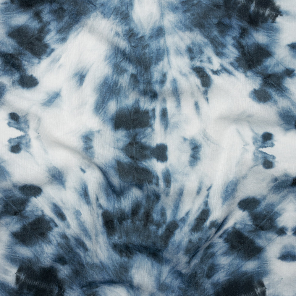 Slubbed Gauzy Cotton Woven - Denim Blue and White Tie Dye - Mood Exclusive Rorschach Revelations Print Slubbed Gauzy Cotton Woven - Denim Blue and White Tie Dye - Mood Exclusive Rorschach Revelations Print