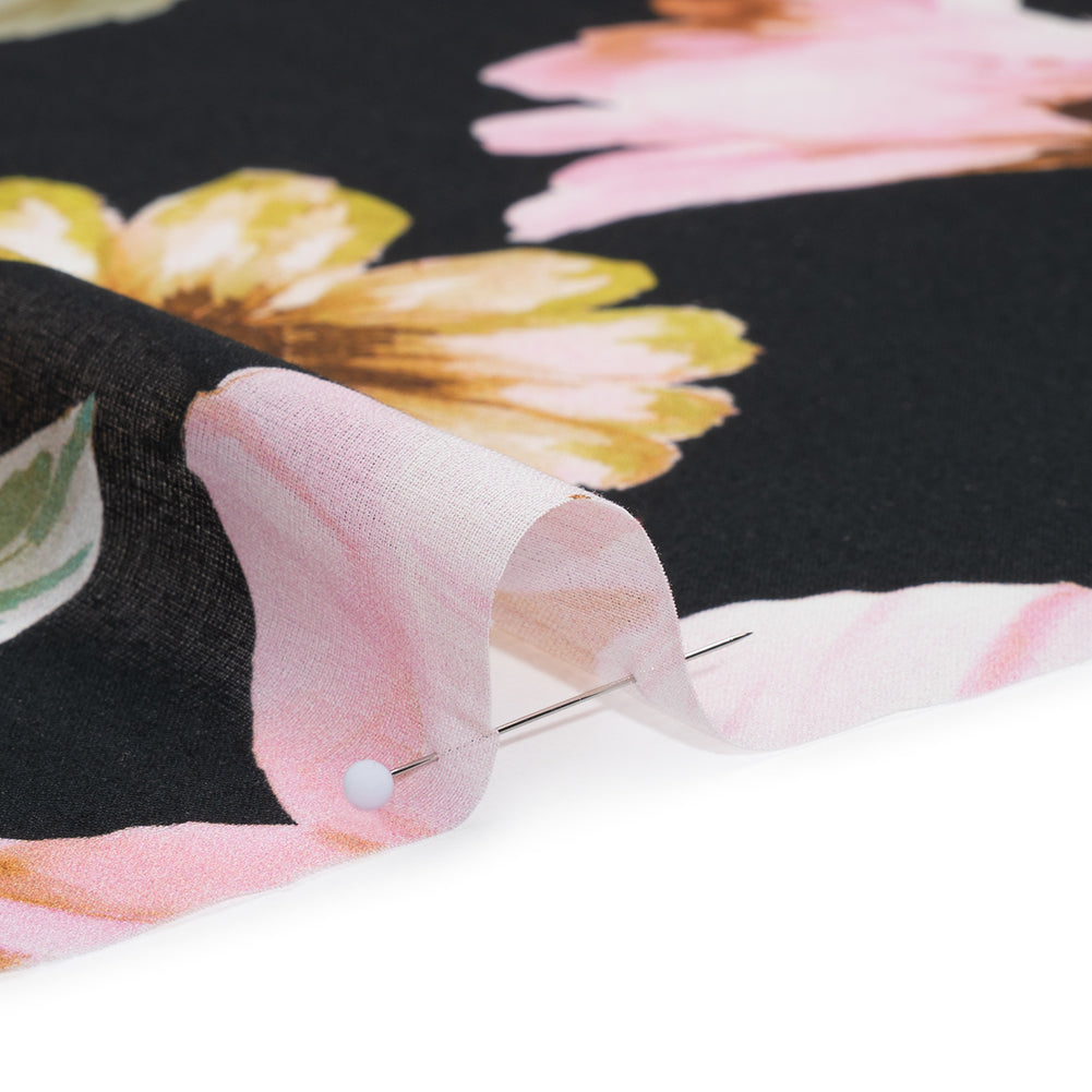 Cotton Voile - Light Pink, Green and Black Watercolor Florals - Mood Exclusive Blooming Bouquets Print Full Cotton Voile - Light Pink, Green and Black Watercolor Florals - Mood Exclusive Blooming Bouquets Print Full