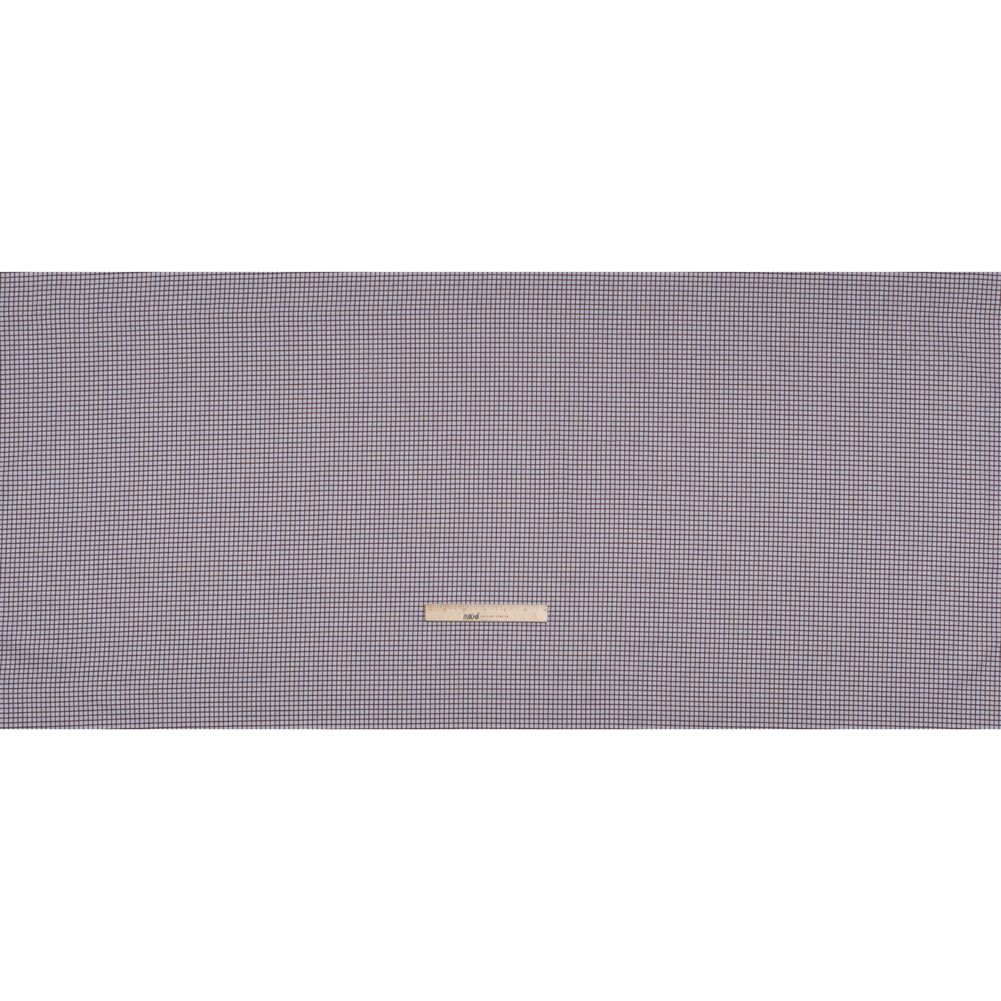 Cotton Twill Shirting Made in Italy - Pale Lavender and Brown Little Windowpane Check - Deadstock - Full Cotton Twill Shirting Made in Italy - Pale Lavender and Brown Little Windowpane Check - Deadstock - Full