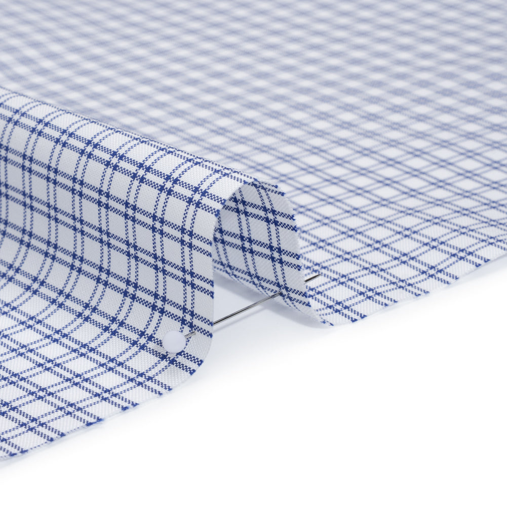 Cotton Oxford Shirting - Bright Blue and White Checks - Deadstock - Detail Cotton Oxford Shirting - Bright Blue and White Checks - Deadstock - Detail