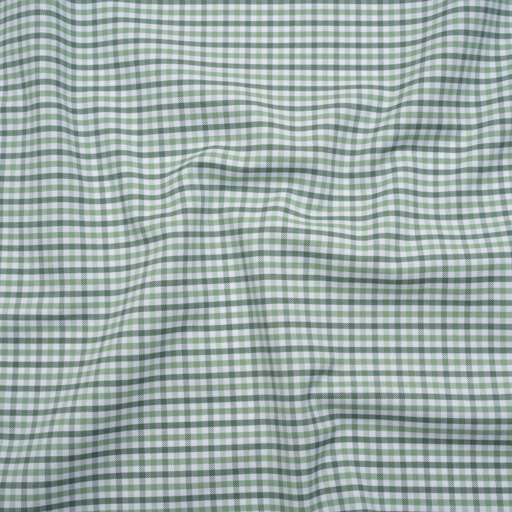 Cotton Oxford Shirting - Sage, Mint Green and White Tattersall Check - Deadstock Cotton Oxford Shirting - Sage, Mint Green and White Tattersall Check - Deadstock