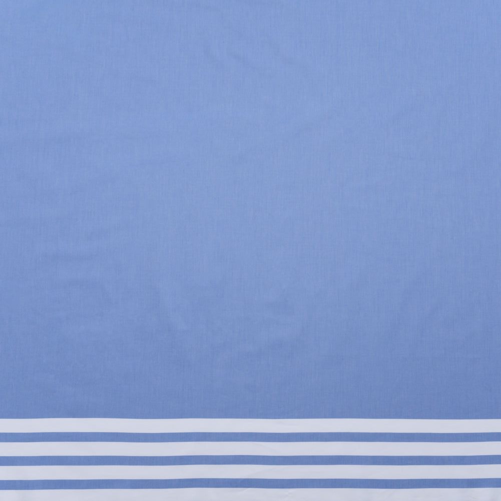 Cotton Oxford Shirting Panel - Blue and White Stripe Border - Deadstock Cotton Oxford Shirting Panel - Blue and White Stripe Border - Deadstock