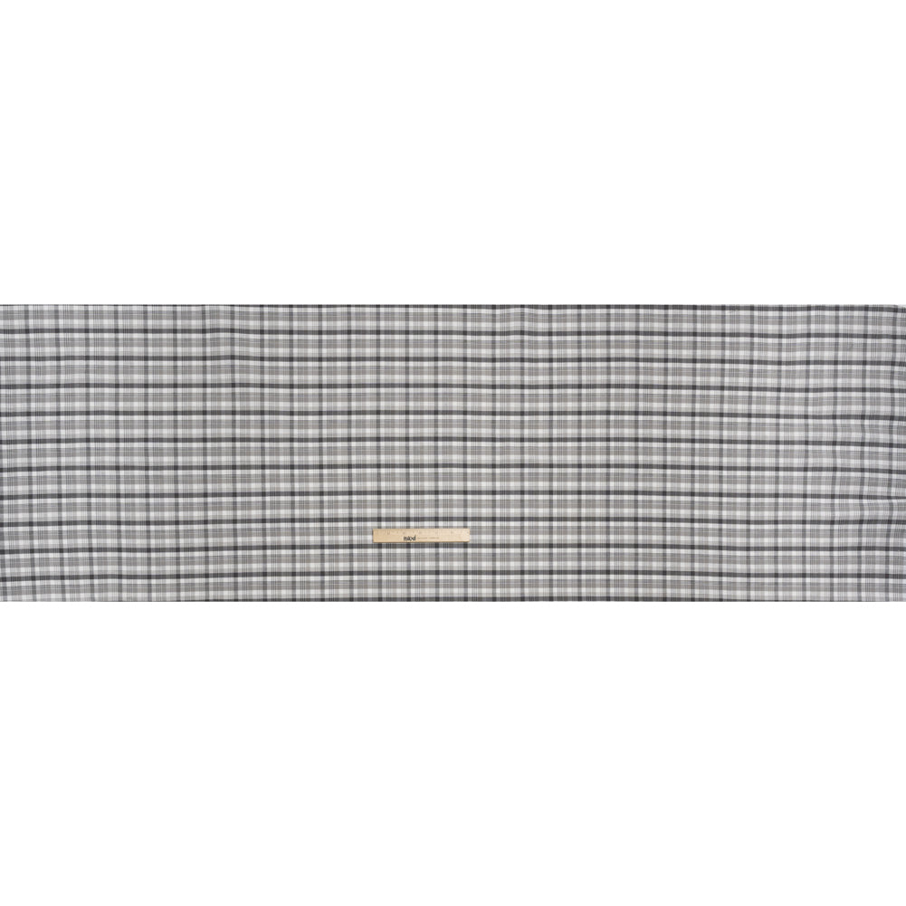 Cotton Oxford Shirting - Charcoal, Gray and White Plaid - Deadstock - Full Cotton Oxford Shirting - Charcoal, Gray and White Plaid - Deadstock - Full