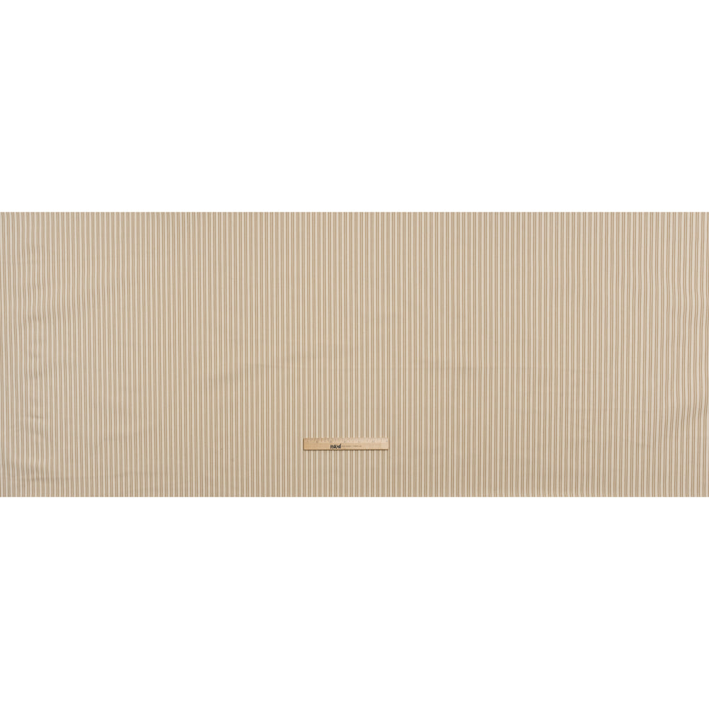 Cotton Twill - Natural Beige Speckles and Taupe Paired Stripes - Deadstock - Full Cotton Twill - Natural Beige Speckles and Taupe Paired Stripes - Deadstock - Full