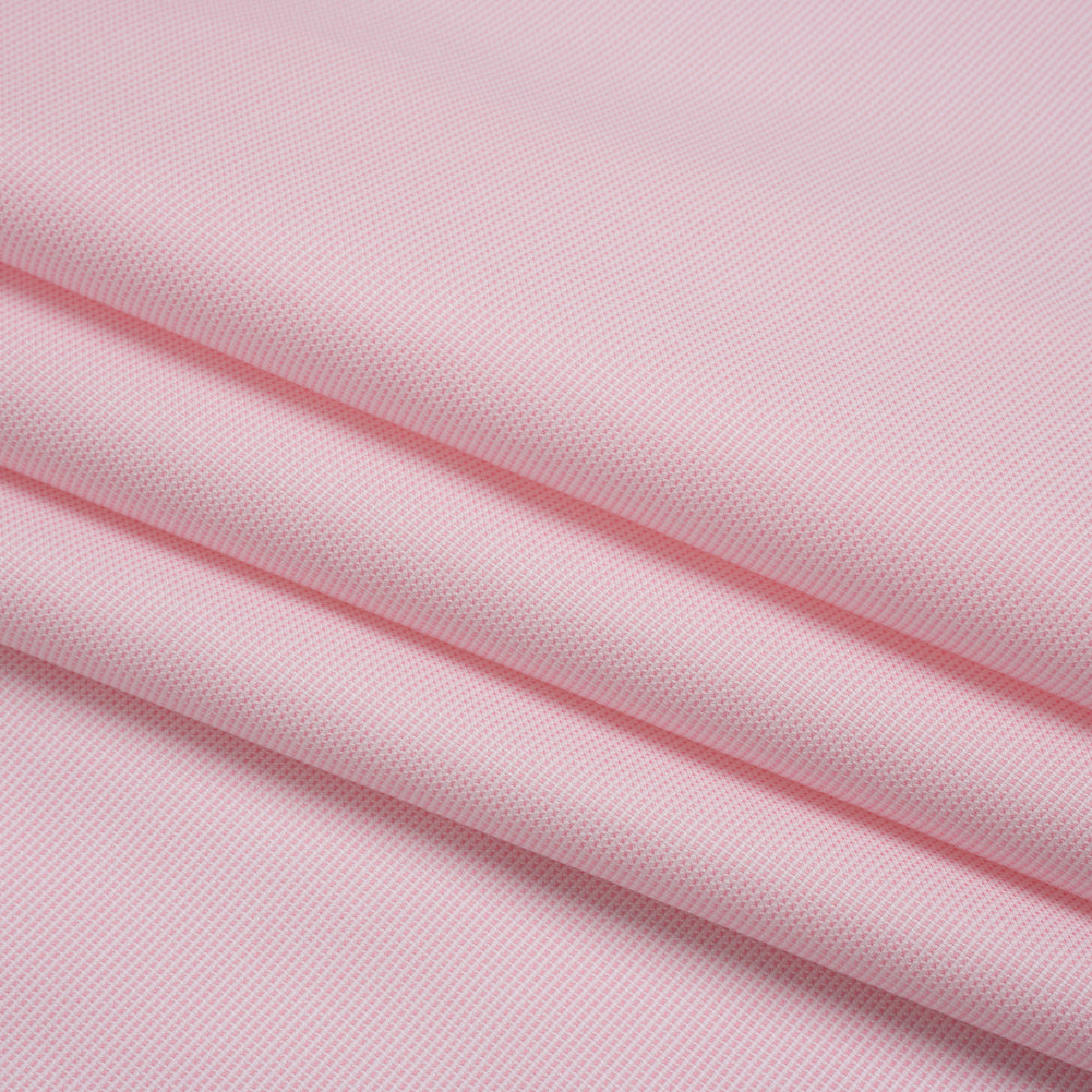 Cotton Oxford Shirting - Baby Pink and White Micro Checks - Deadstock - Folded Cotton Oxford Shirting - Baby Pink and White Micro Checks - Deadstock - Folded