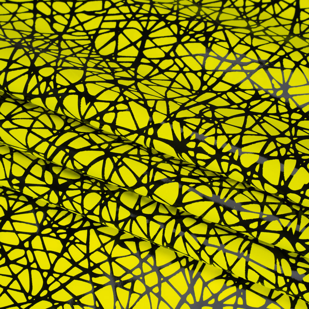 Printed Reflective Fabric - Fluorescent Yellow with Black Web Folded Printed Reflective Fabric - Fluorescent Yellow with Black Web Folded
