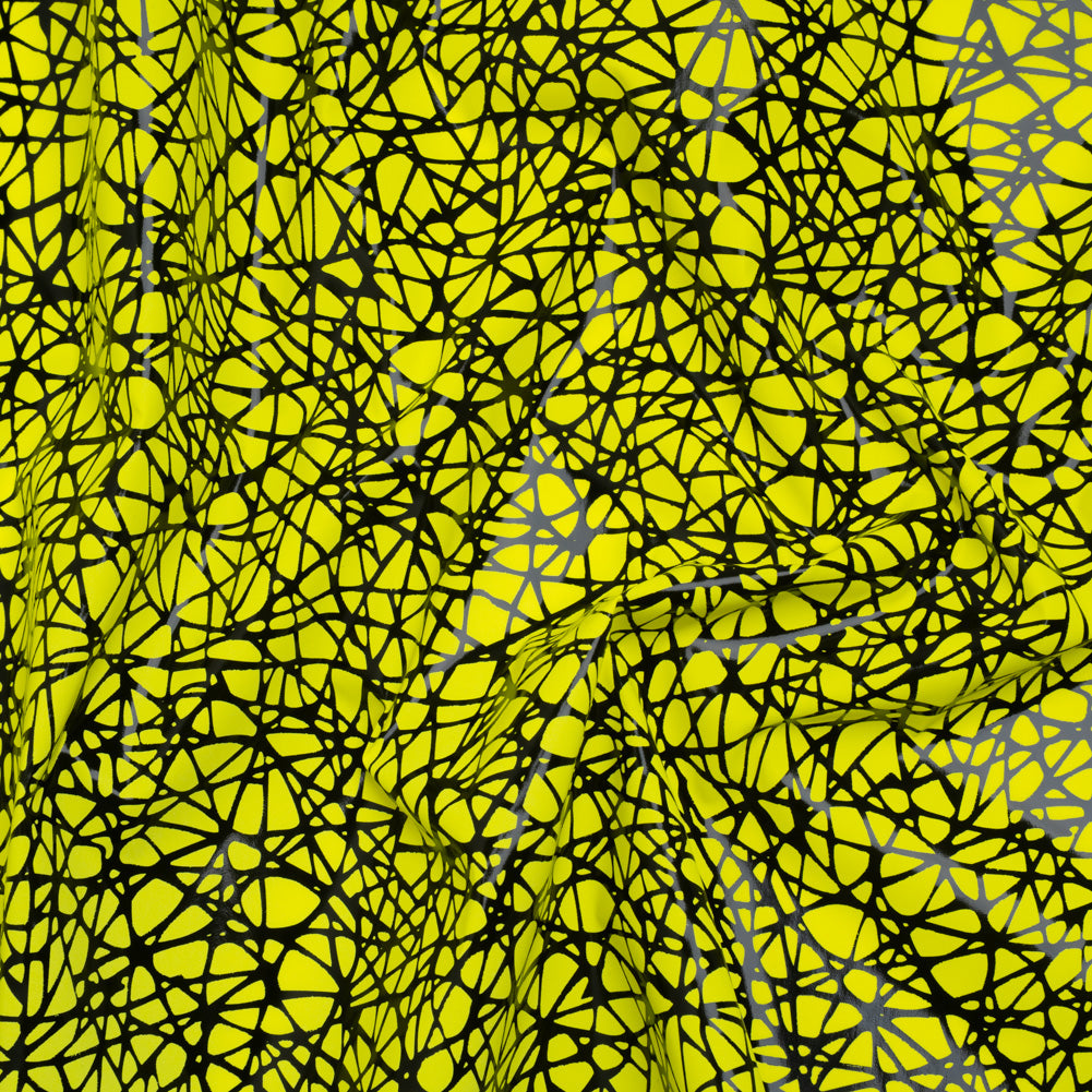 Printed Reflective Fabric - Fluorescent Yellow with Black Web Printed Reflective Fabric - Fluorescent Yellow with Black Web