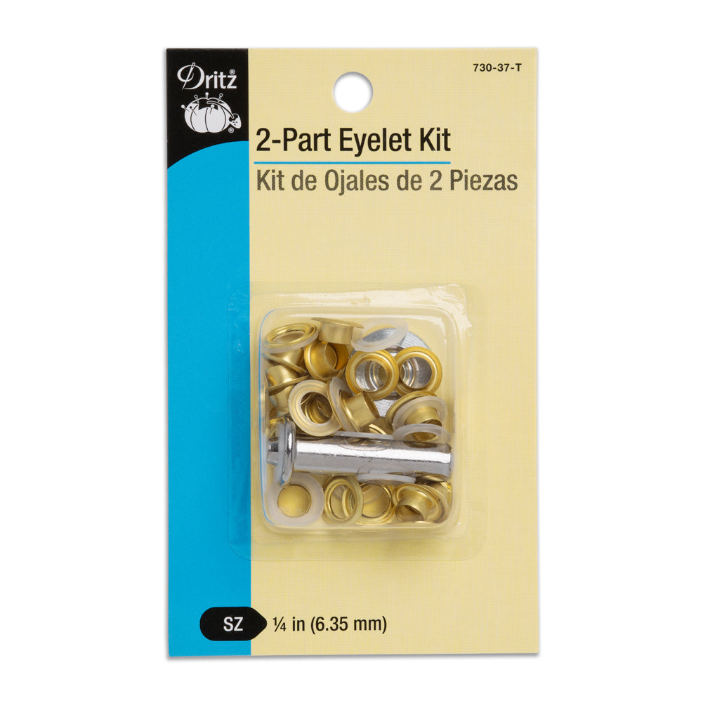 Dritz 2-Part Eyelet Kit - Matte Gold Size 0.25" Eyelets - 15 pc Dritz 2-Part Eyelet Kit - Matte Gold Size 0.25" Eyelets - 15 pc