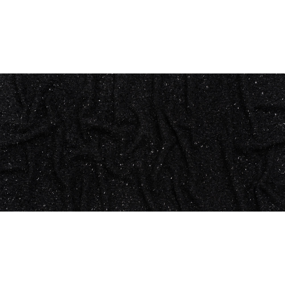Wool Blend Tweed Boucle by Balenciaga - Black with Metallic Yarns - Designer Deadstock - Full Wool Blend Tweed Boucle by Balenciaga - Black with Metallic Yarns - Designer Deadstock - Full