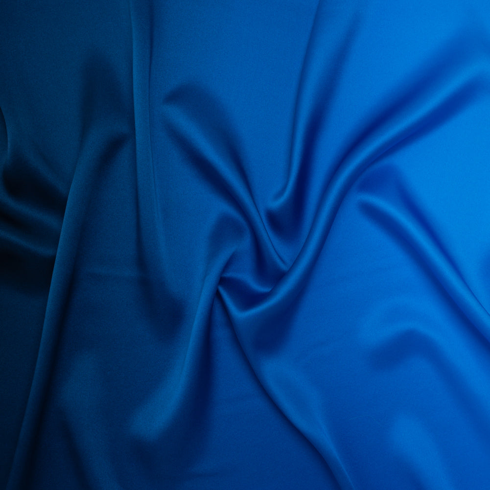 Silk Charmeuse Print 16MM, Made in Italy - Sky Blue, Bright Blue and Navy Ombre Drape Silk Charmeuse Print 16MM, Made in Italy - Sky Blue, Bright Blue and Navy Ombre Drape