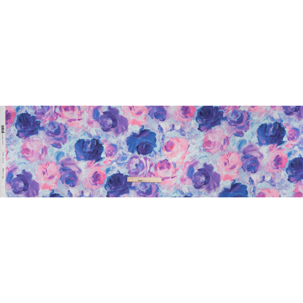 Silk Charmeuse Print 16MM, Made in Italy - Baby Pink, Light Blue and Periwinkle Painted Roses - Full - Image 5 of 6 Silk Charmeuse Print 16MM, Made in Italy - Baby Pink, Light Blue and Periwinkle Painted Roses - Full - Image 5 of 6