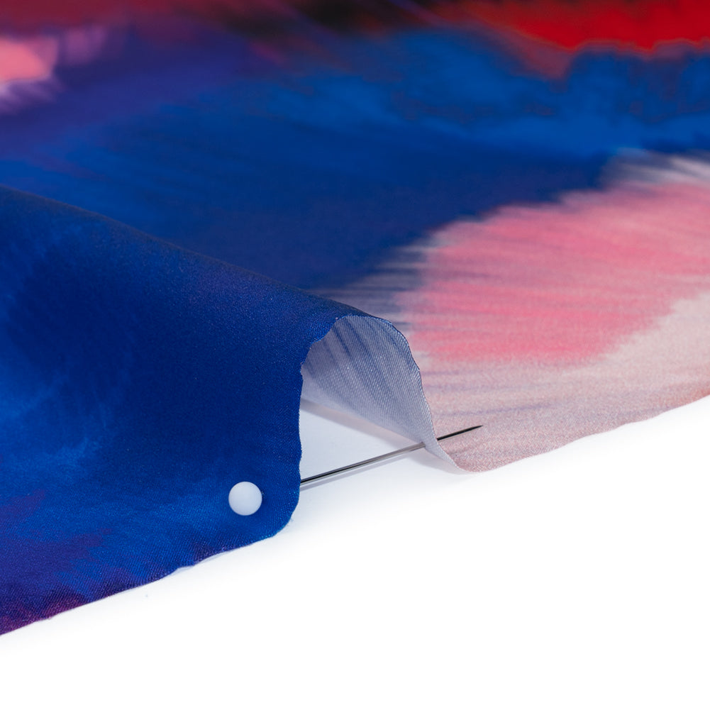 Silk Charmeuse Print 16MM, Made in Italy - Blue, Hot Pink and Red Painted Bursts Full Silk Charmeuse Print 16MM, Made in Italy - Blue, Hot Pink and Red Painted Bursts Full