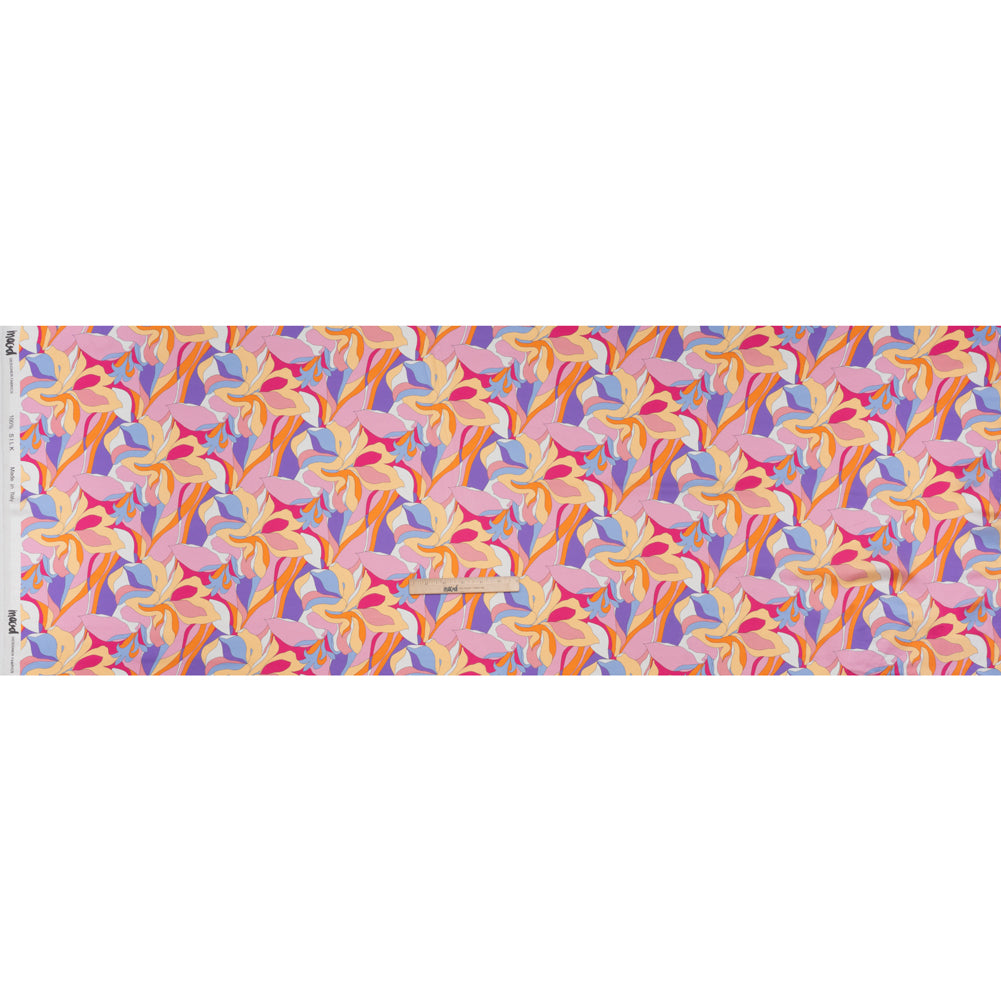 Silk Charmeuse Print 16MM, Made in Italy - Pink, Purple and Pastel Yellow Retro Lily Florals - Full - Image 5 of 6 Silk Charmeuse Print 16MM, Made in Italy - Pink, Purple and Pastel Yellow Retro Lily Florals - Full - Image 5 of 6