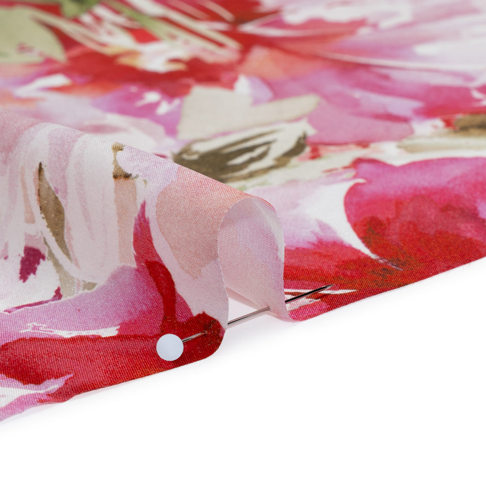 Silk Charmeuse Print 16MM, Made in Italy - Red, Pink and Green Watercolor Flower Garden - Full - Image 4 of 6 Silk Charmeuse Print 16MM, Made in Italy - Red, Pink and Green Watercolor Flower Garden - Full - Image 4 of 6