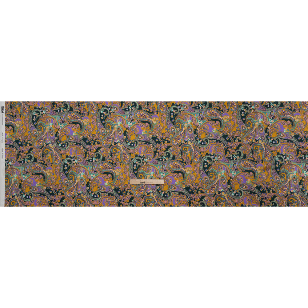 Silk Charmeuse Print 16MM, Made in Italy - Marigold Yellow, Light Purple and Mint Green Fancy Paisley - Full - Image 5 of 6 Silk Charmeuse Print 16MM, Made in Italy - Marigold Yellow, Light Purple and Mint Green Fancy Paisley - Full - Image 5 of 6