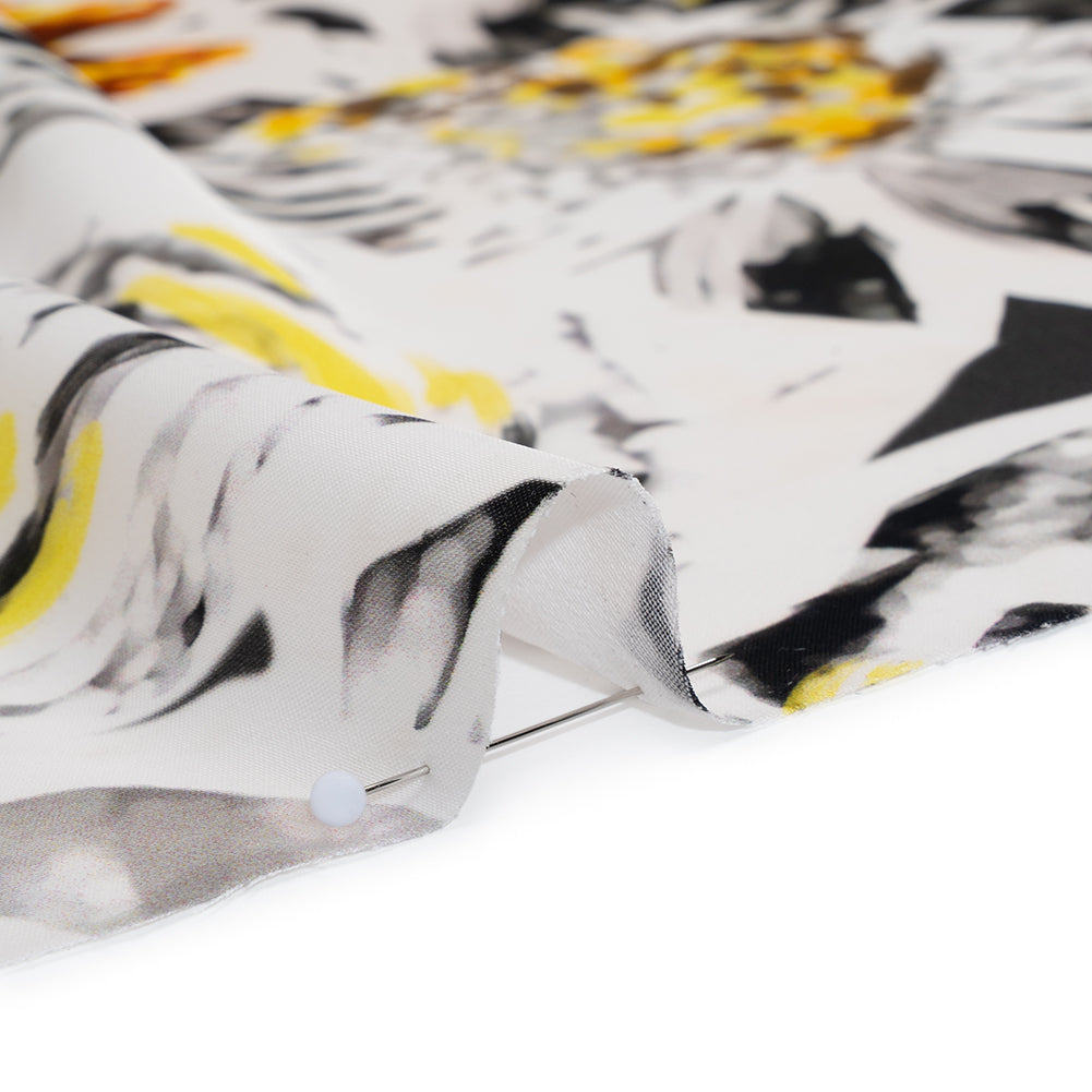 Polyester Satin - Black, White and Yellow Floral Negatives - Mood Exclusive Floral Exposure Print Detail Polyester Satin - Black, White and Yellow Floral Negatives - Mood Exclusive Floral Exposure Print Detail