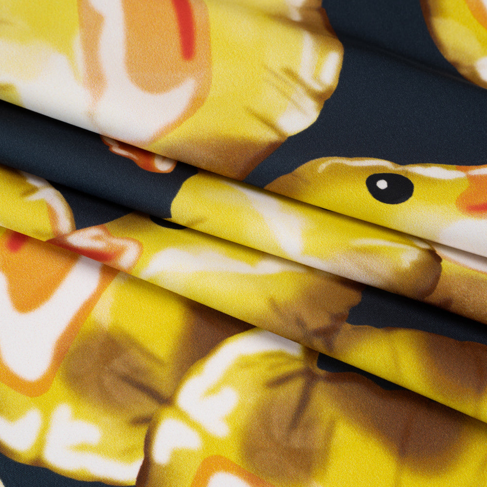 Polyester Satin - Yellow and Navy Large Rubber Ducky Balloons - Mood Exclusive Puffed Pond Print Folded Polyester Satin - Yellow and Navy Large Rubber Ducky Balloons - Mood Exclusive Puffed Pond Print Folded