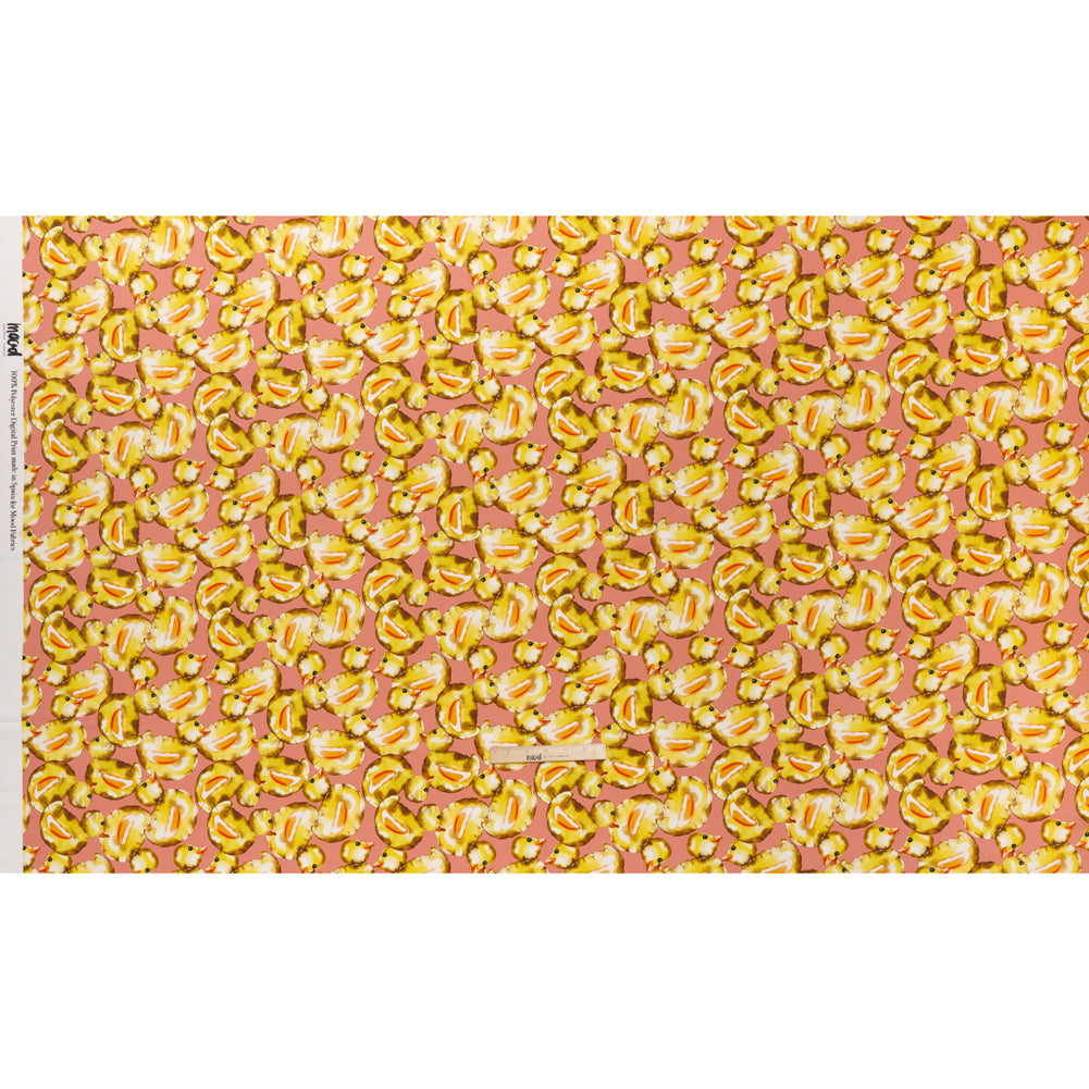 Polyester Satin - Yellow and Rose Pink Small Rubber Ducky Balloons - Mood Exclusive Puffed Pond Print Full Polyester Satin - Yellow and Rose Pink Small Rubber Ducky Balloons - Mood Exclusive Puffed Pond Print Full