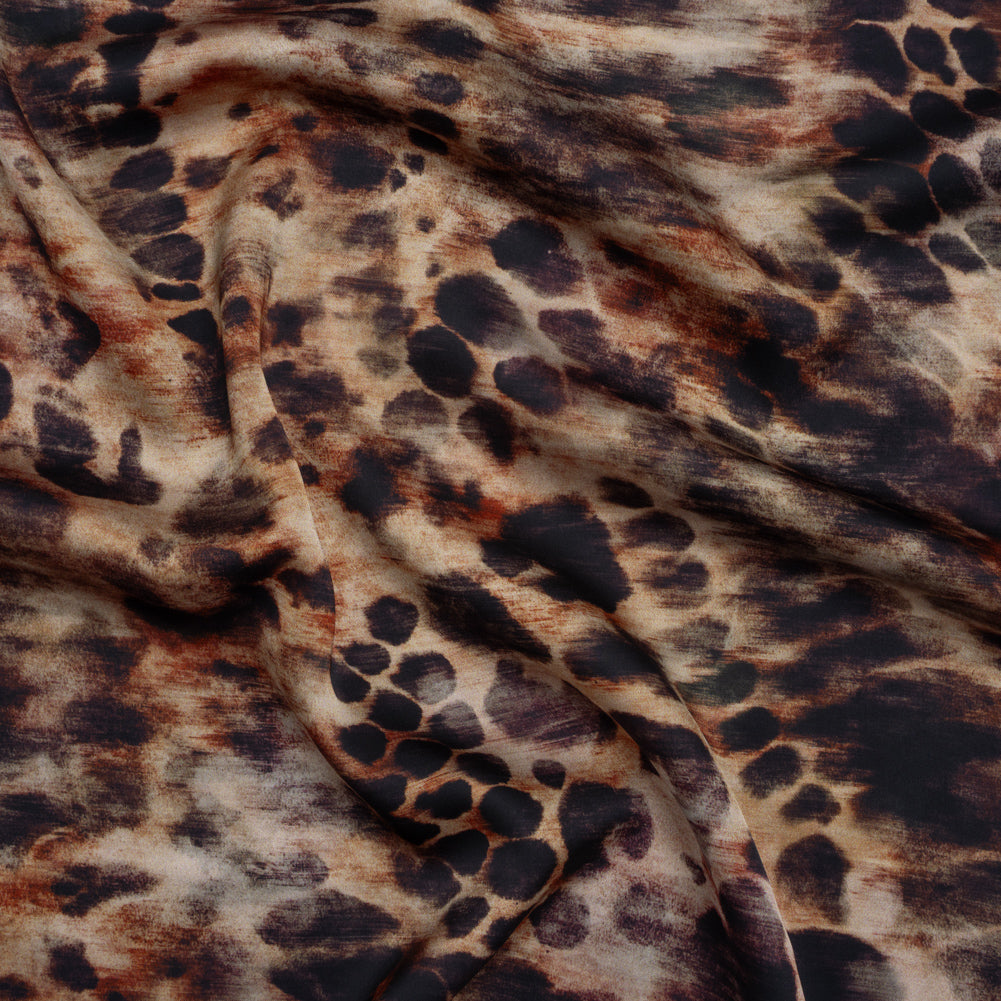 Polyester Satin - Black, Russet and Beige Abstract Animal-Like Spots - Mood Exclusive Savanna Blur Print Polyester Satin - Black, Russet and Beige Abstract Animal-Like Spots - Mood Exclusive Savanna Blur Print