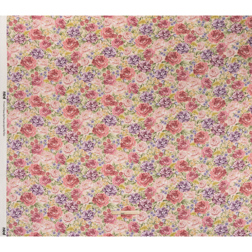 Brushed Cotton Woven - Pale Pink, Purple and Rose Red Blooming Flowers - Mood Exclusive Tender Bloom Print Full Brushed Cotton Woven - Pale Pink, Purple and Rose Red Blooming Flowers - Mood Exclusive Tender Bloom Print Full