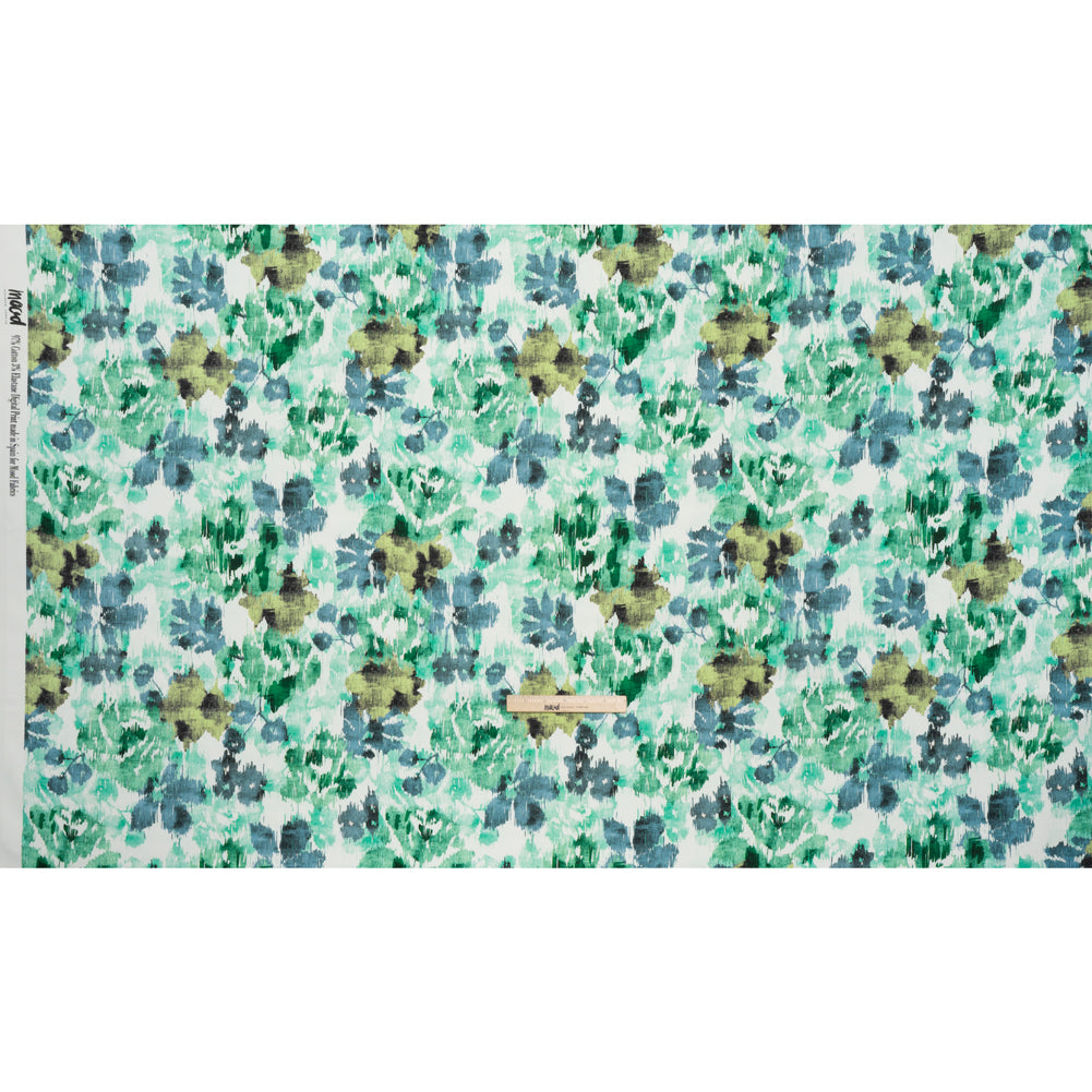 Brushed Cotton Woven - Green, Blue and Olive Ikat Florals - Mood Exclusive Reflecting Pool Print - Full Brushed Cotton Woven - Green, Blue and Olive Ikat Florals - Mood Exclusive Reflecting Pool Print - Full