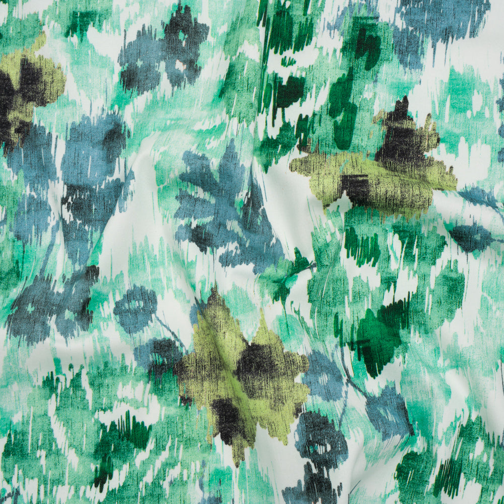 Brushed Cotton Woven - Green, Blue and Olive Ikat Florals - Mood Exclusive Reflecting Pool Print Brushed Cotton Woven - Green, Blue and Olive Ikat Florals - Mood Exclusive Reflecting Pool Print