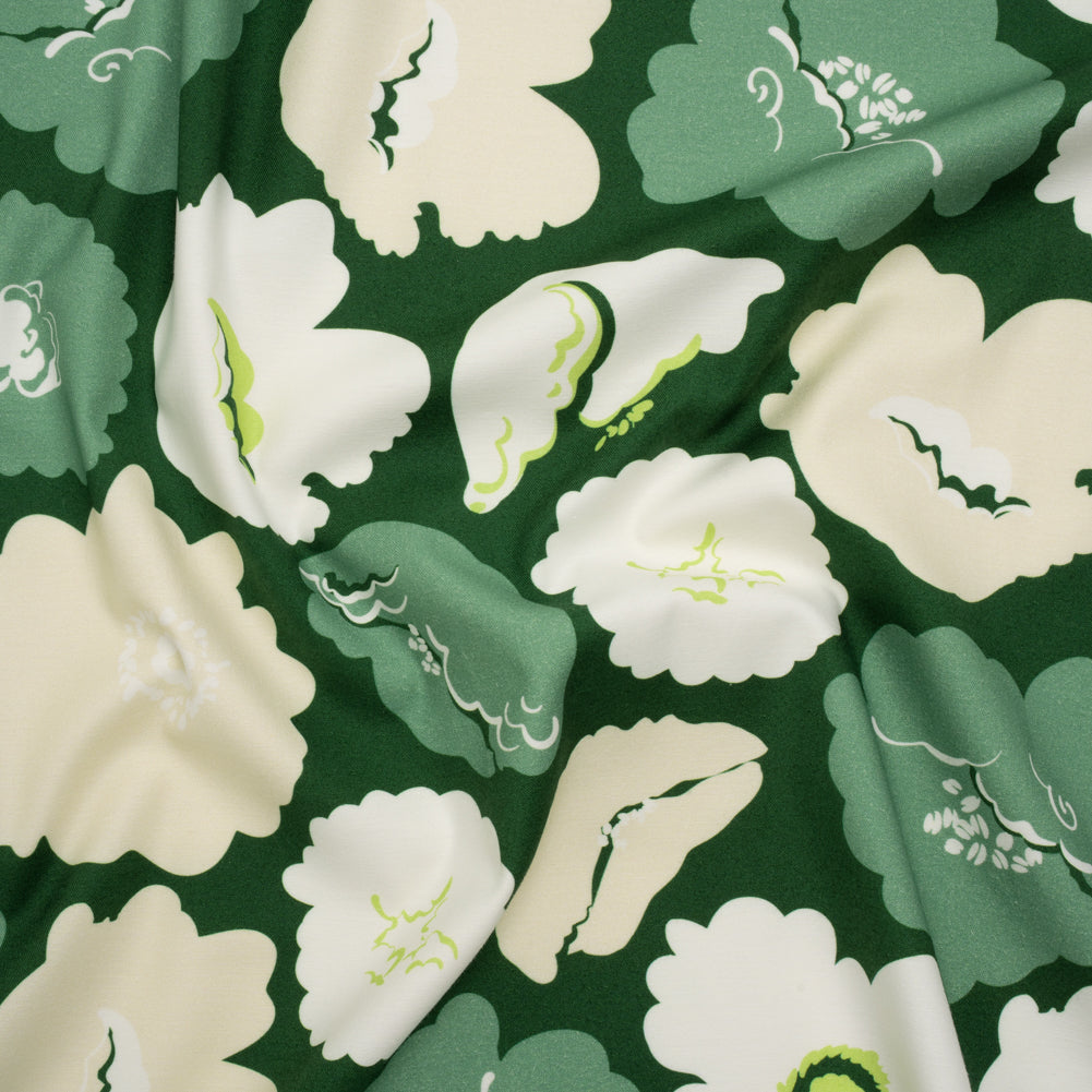 Brushed Cotton Woven - Green, Beige and White Simple Florals - Mood Exclusive Popping Petals Print Brushed Cotton Woven - Green, Beige and White Simple Florals - Mood Exclusive Popping Petals Print