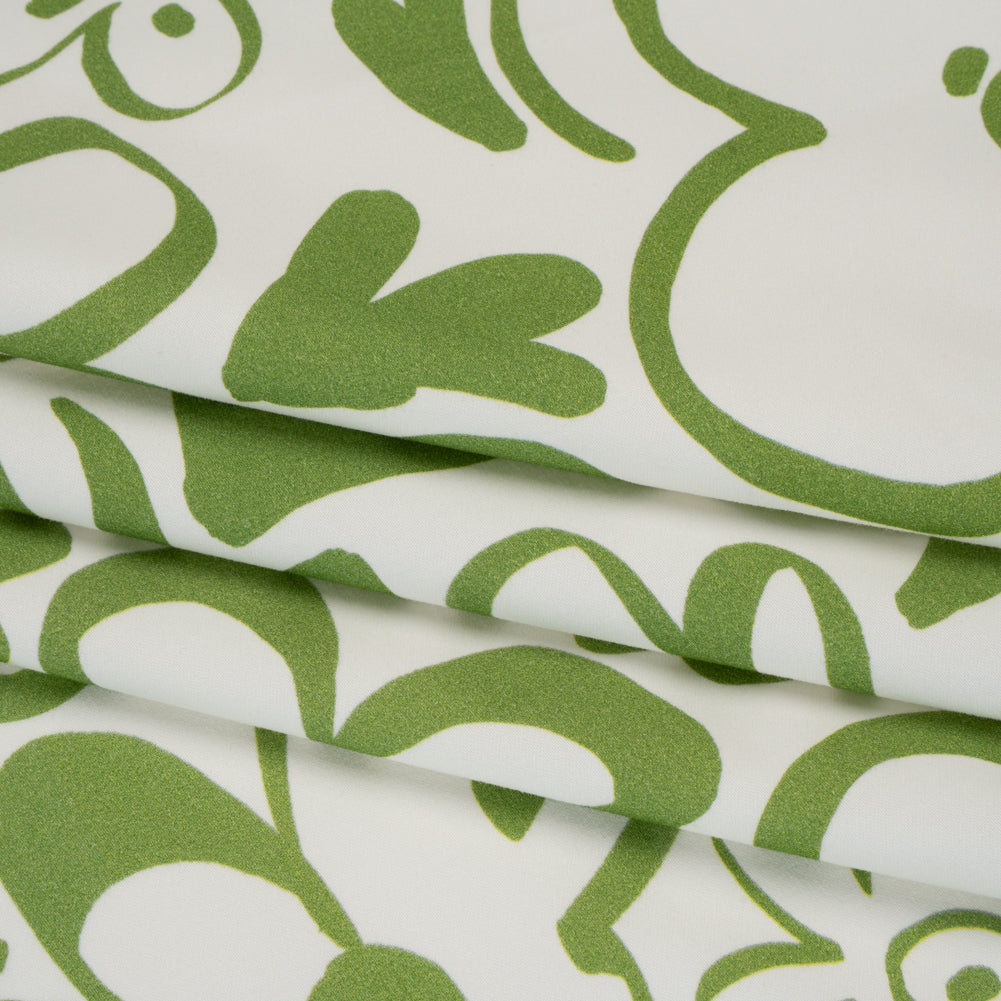 Brushed Cotton Woven - Green and Off White Flower Doodles - Mood Exclusive Sweet Scribbles Print Folded Brushed Cotton Woven - Green and Off White Flower Doodles - Mood Exclusive Sweet Scribbles Print Folded
